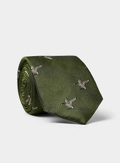 Canadian goose pattern moss green tie