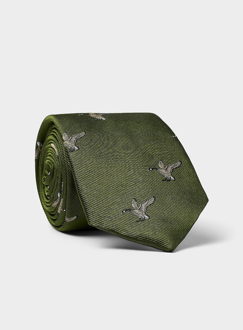 Canadian Goose Pattern Moss Green Tie