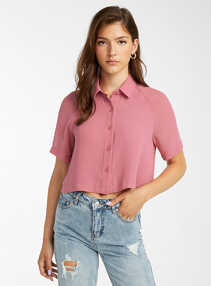 Twik Dusky Pink Cropped recycled polyester blouse for women