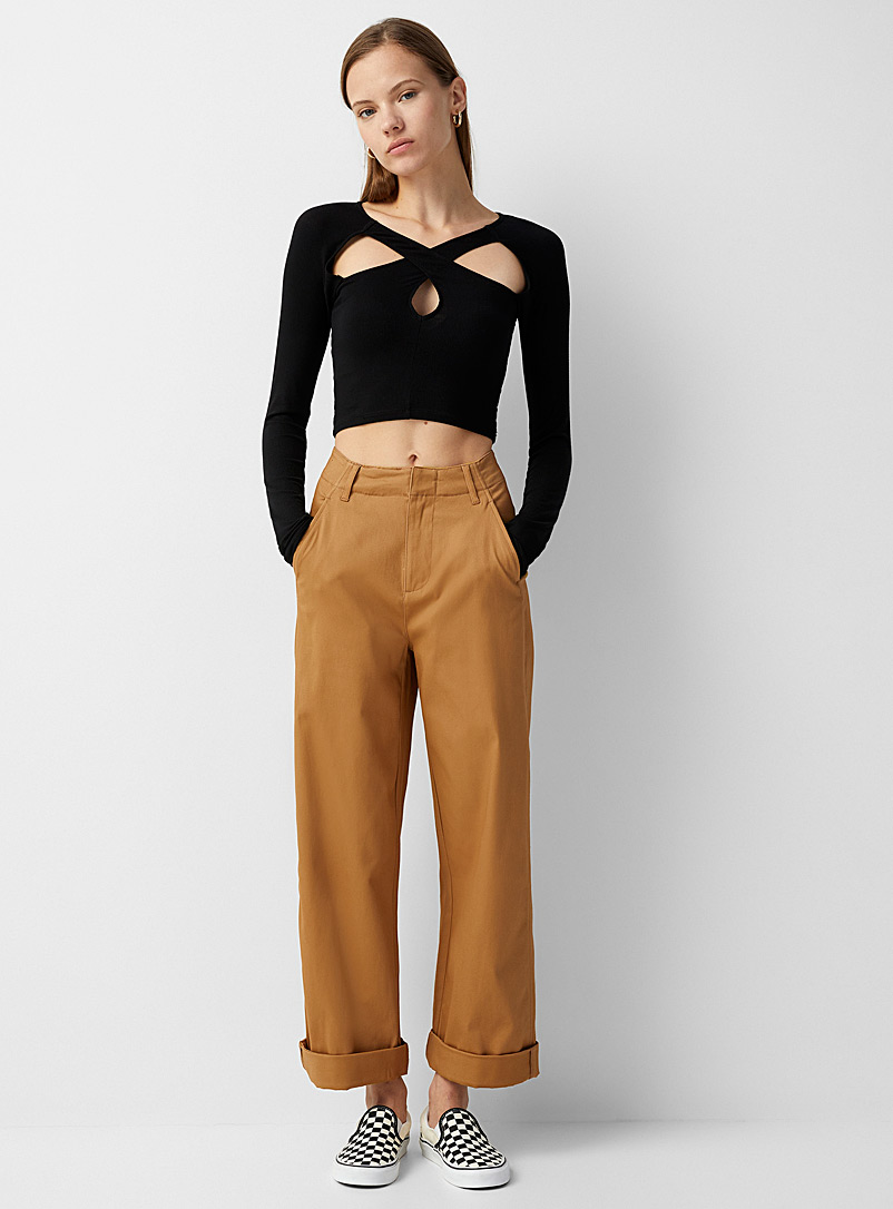 Twik Fawn Loose chino pant for women