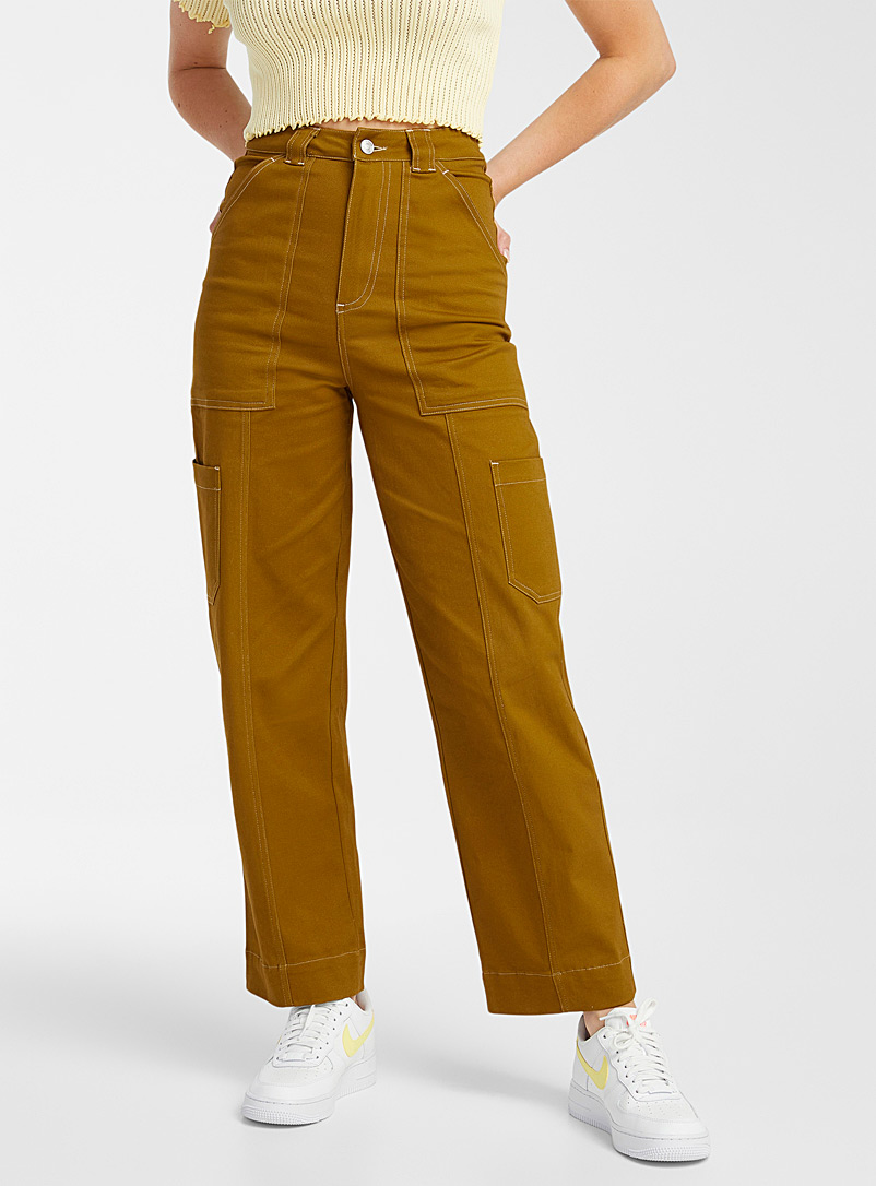 Twik: Le pantalon travailleur taille haute Bronze ambre pour femme
