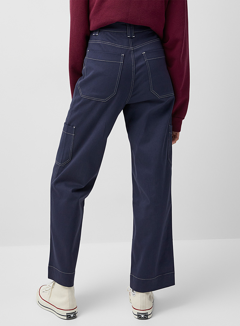 Twik Marine Blue Straight stitch workwear pant for women