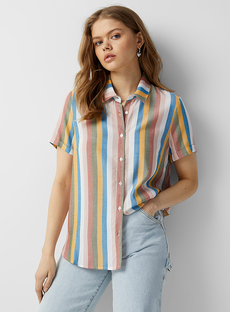 Twik Assorted Faded candy stripe shirt for women