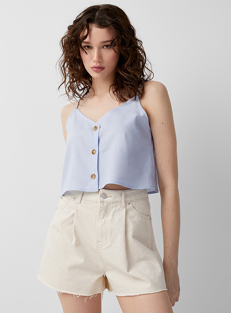 Twik Baby Blue Buttons and linen square cami for women