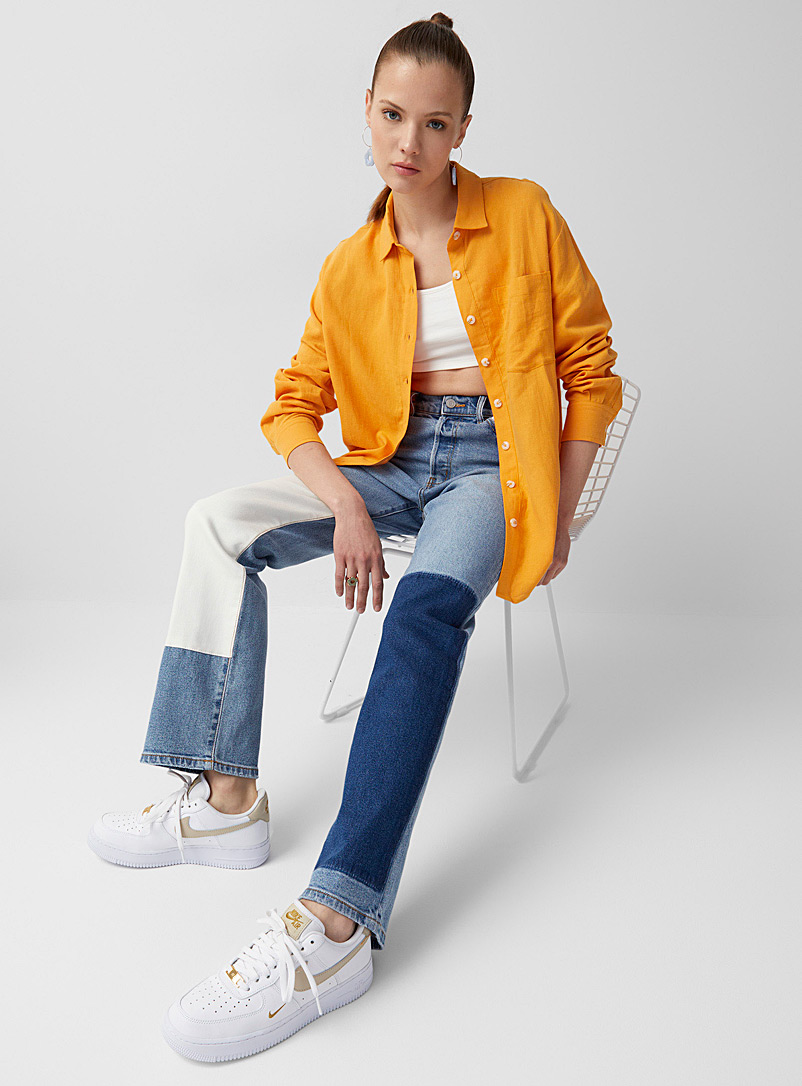 Twik: La chemise ample lin Tangerine pour femme
