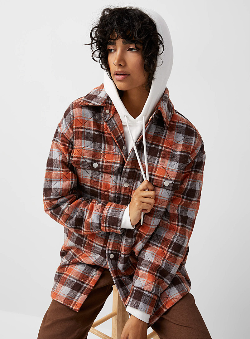 Twik Patterned Red Plaid flannel quilted overshirt for women