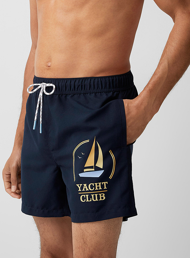 I.FIV5 Patterned Blue Nautical Club swim trunk for men