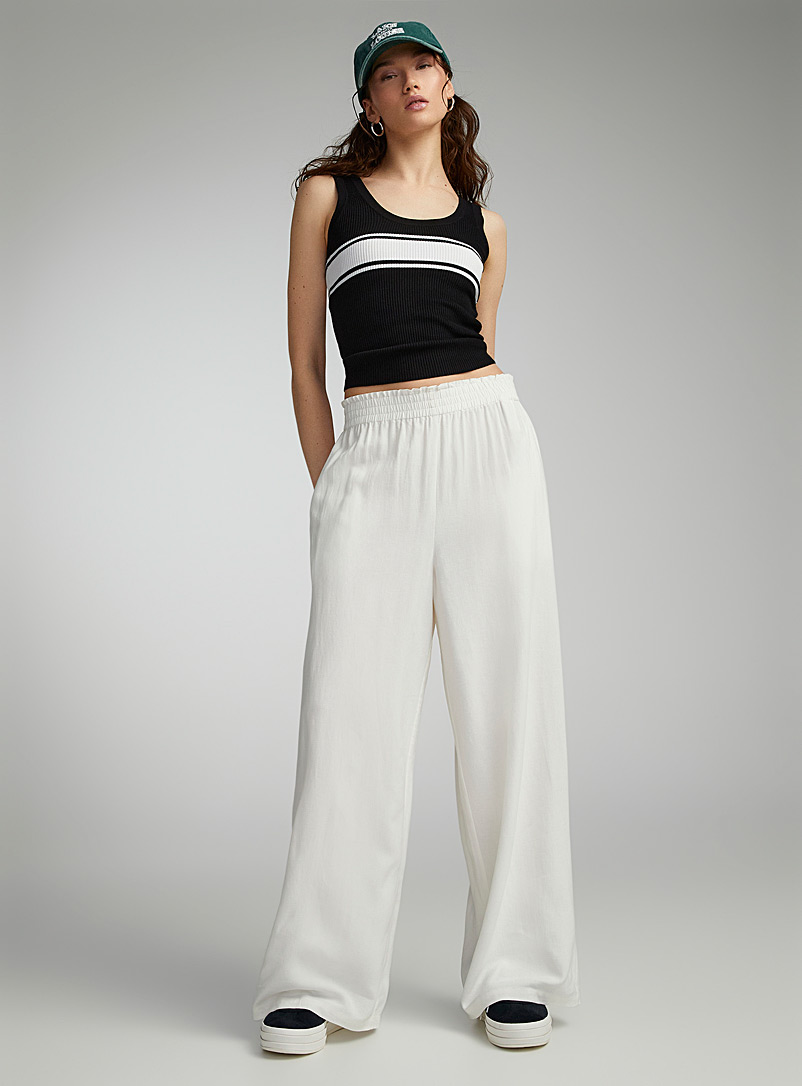 Twik White Wide-leg organic linen pant for women