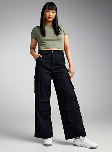 Wide Leg Cargo Pant - Black - Pants - Full Length - Women's