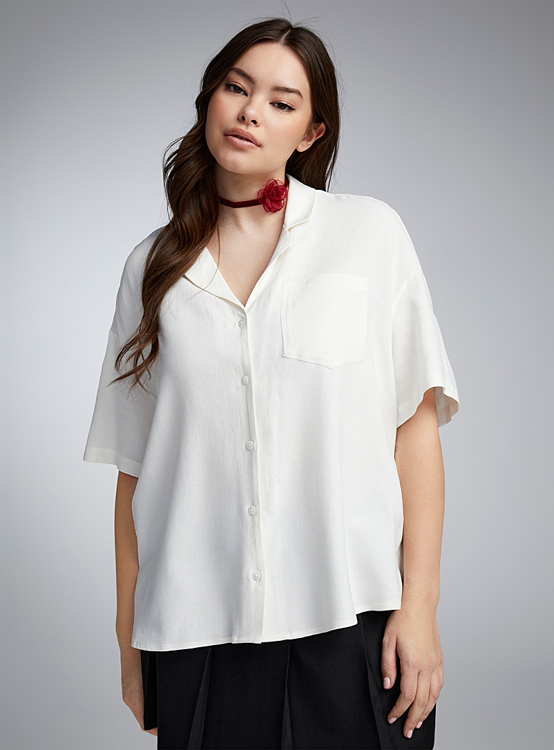 Twik Off White Organic linen loose shirt for women