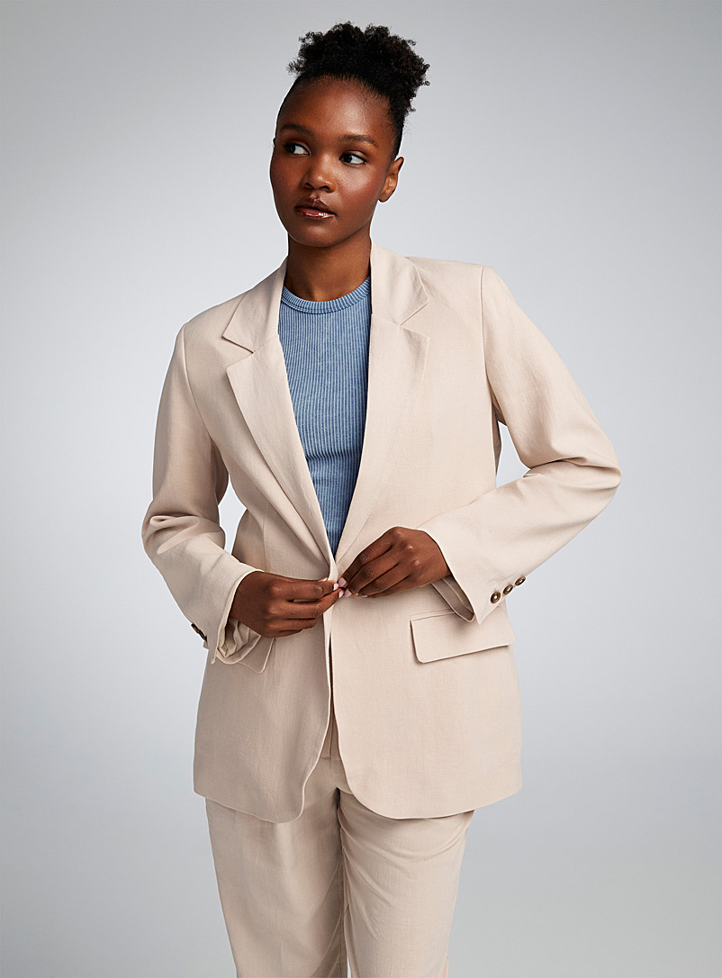 Twik Ecru/Linen Long organic linen jacket for women
