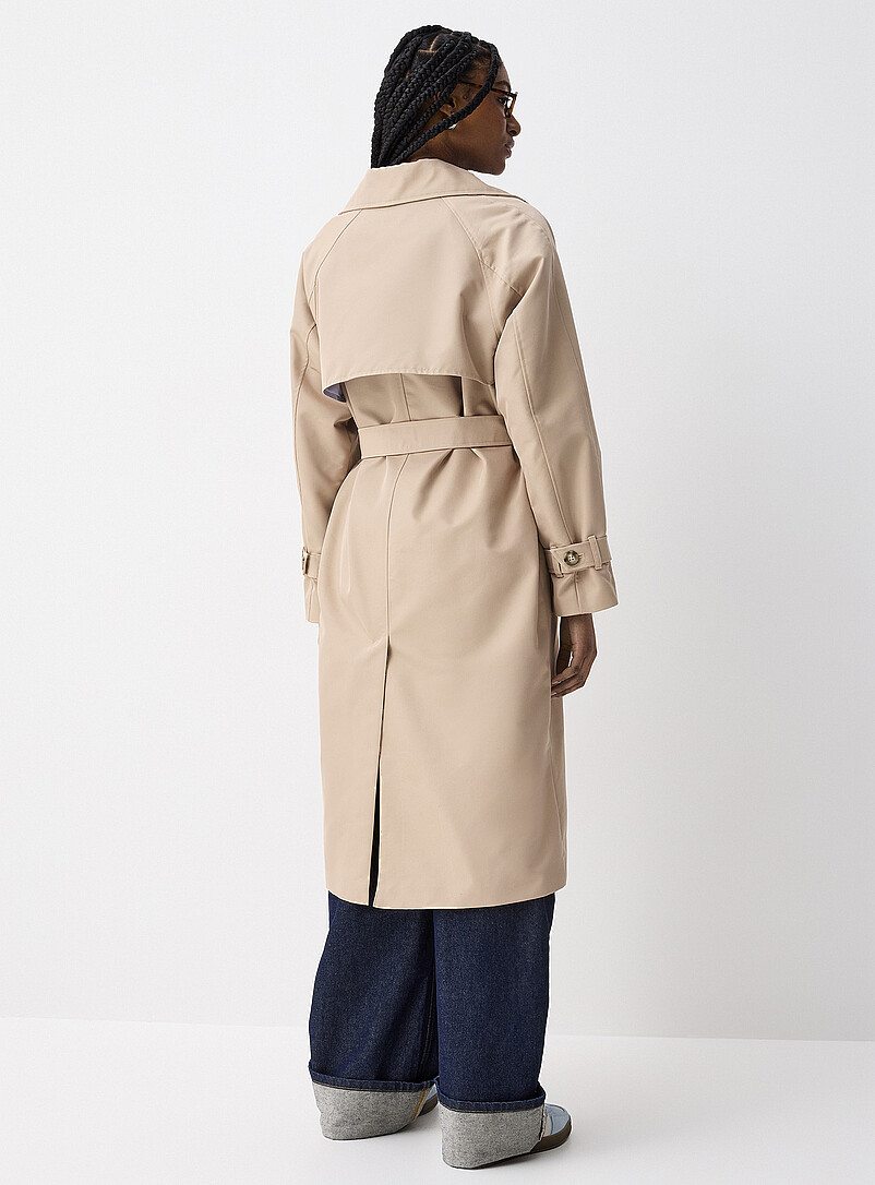 Twik Ivory/Cream Beige Marbled-button twill trench for women