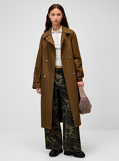 Marbled-button twill trench