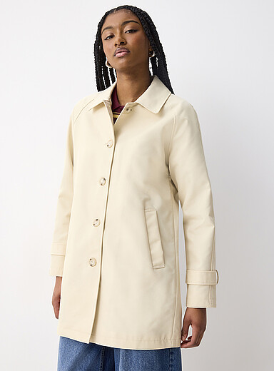 Le manteau droit twill boutons marbr&eacute;s