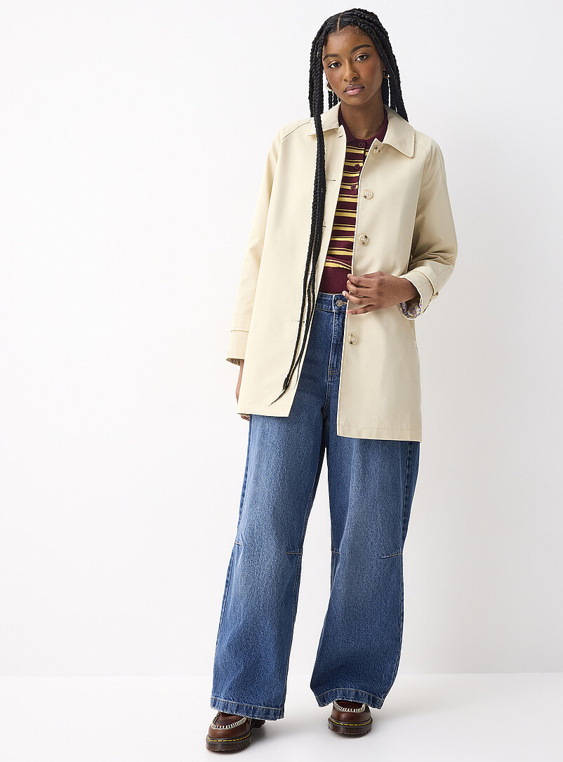 Marbled buttons straight-fit twill coat | Twik | Women's Trenches