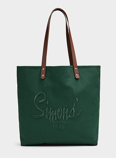 Simons: Le fourre-tout 1840 toile coton biologique <b>Collection Notre histoire en h&eacute;ritage</b> Vert &agrave; motifs pour femme