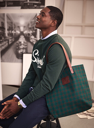 Simons: Le fourre-tout 1840 toile coton biologique <b>Collection Notre histoire en h&eacute;ritage</b> Vert &agrave; motifs pour femme