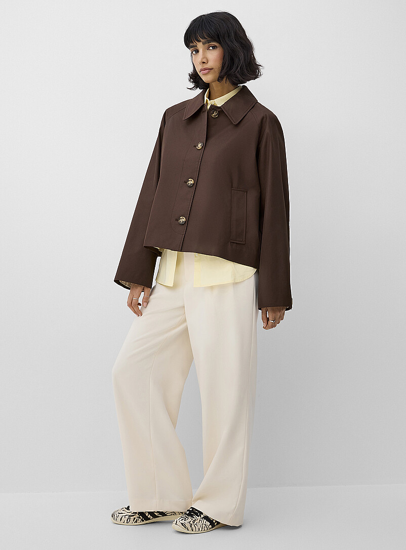 Raglan sleeve cropped boxy-fit trench coat | Icône | Women's