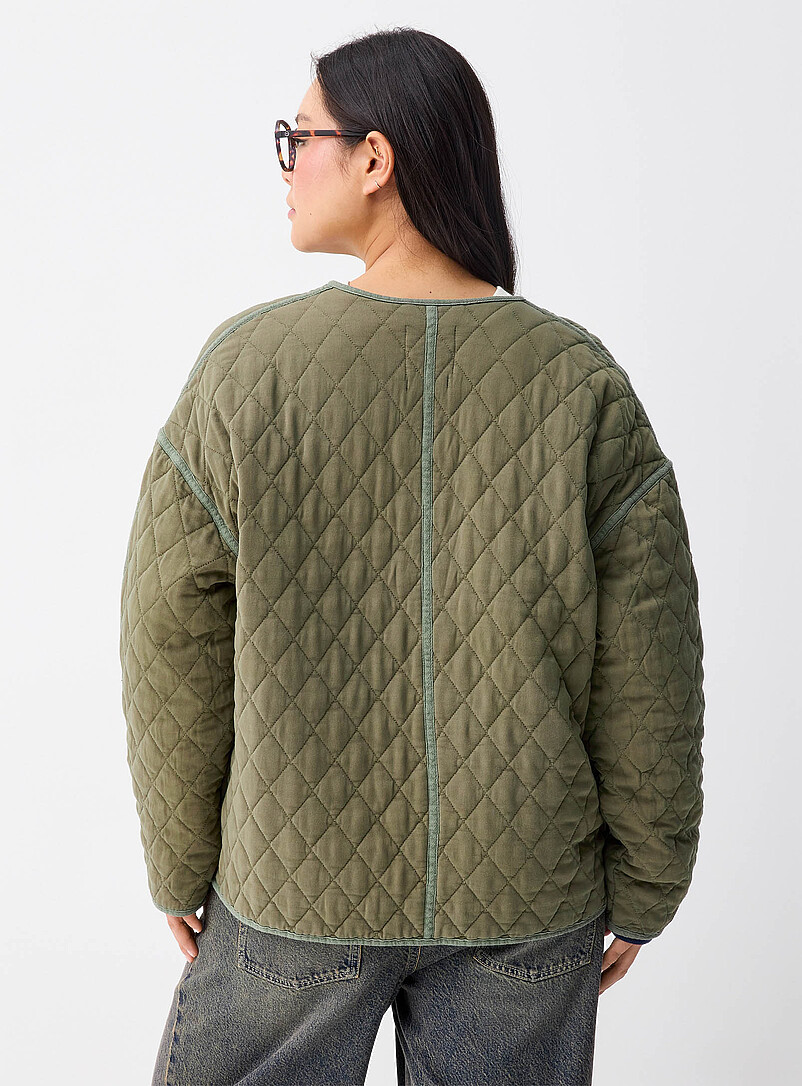 Twik: La veste matelass&eacute;e losanges lis&eacute;r&eacute;e Vert pour femme