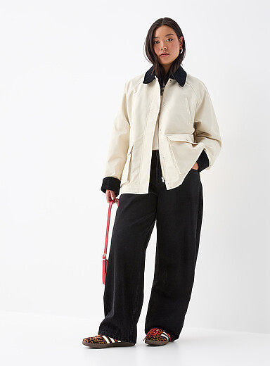 La veste twill accents velours c&ocirc;tel&eacute;