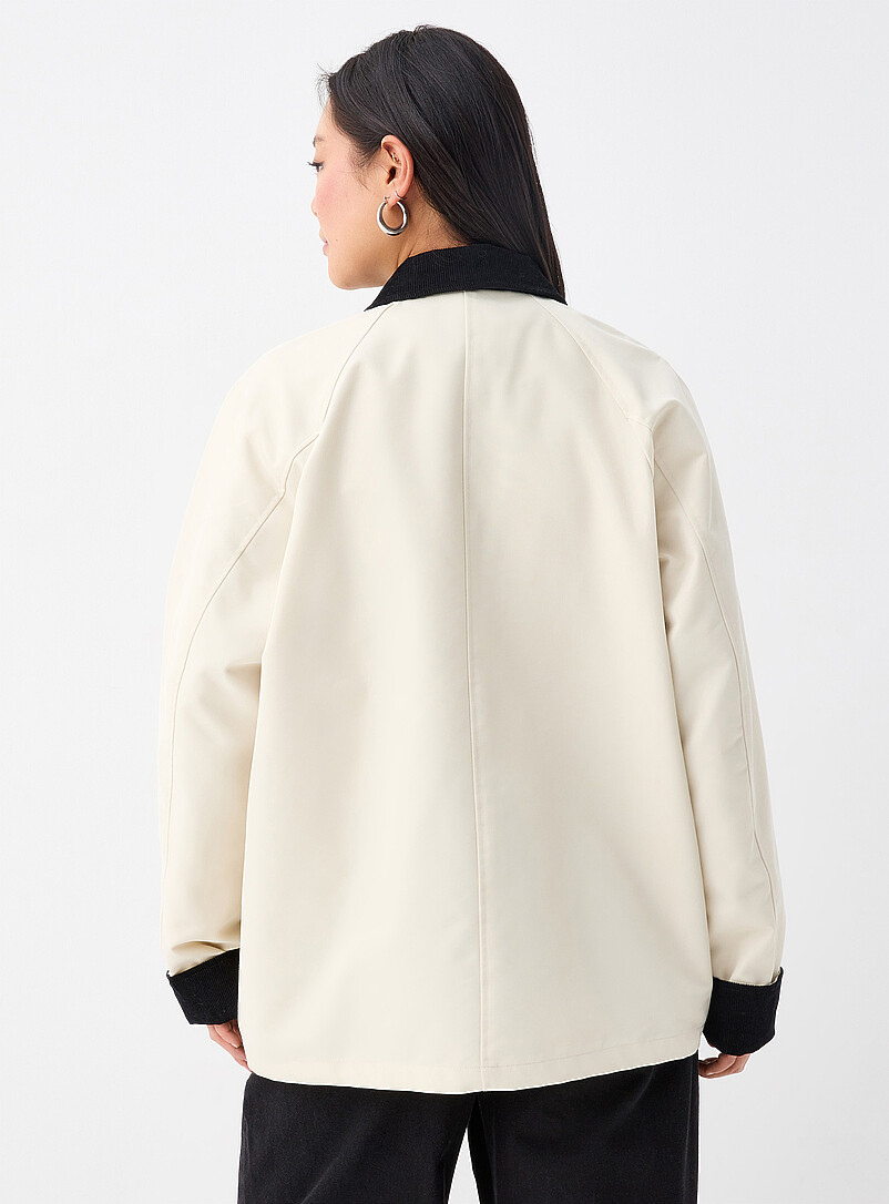 Twik Ivory/Cream Beige Corduroy accents twill blazer for women