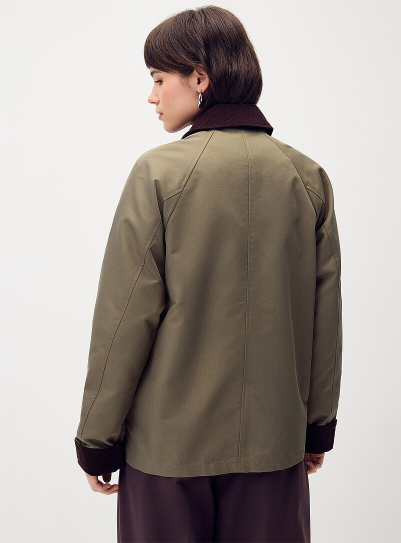 Twik: La veste twill accents velours c&ocirc;tel&eacute; Ivoire - Beige cr&egrave;me pour femme