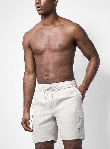 Simons: Le maillot short allong&eacute; poches cargo Gris pour homme