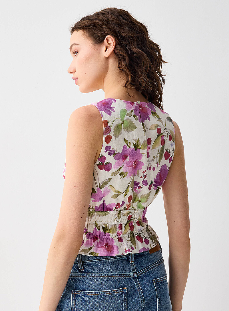 Twik Khaki/Sage/Olive Smocked waist linen blend camisole for women