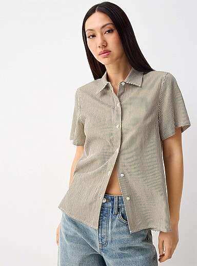 Twik Green - Stripe Patterned linen-blend shirt for women