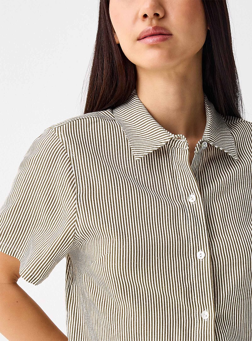 Twik: La chemise lin m&eacute;lang&eacute; &agrave; motifs Blanc &agrave; motifs pour femme