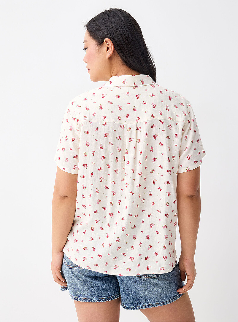 Twik Patterned white Patterned linen-blend shirt for women