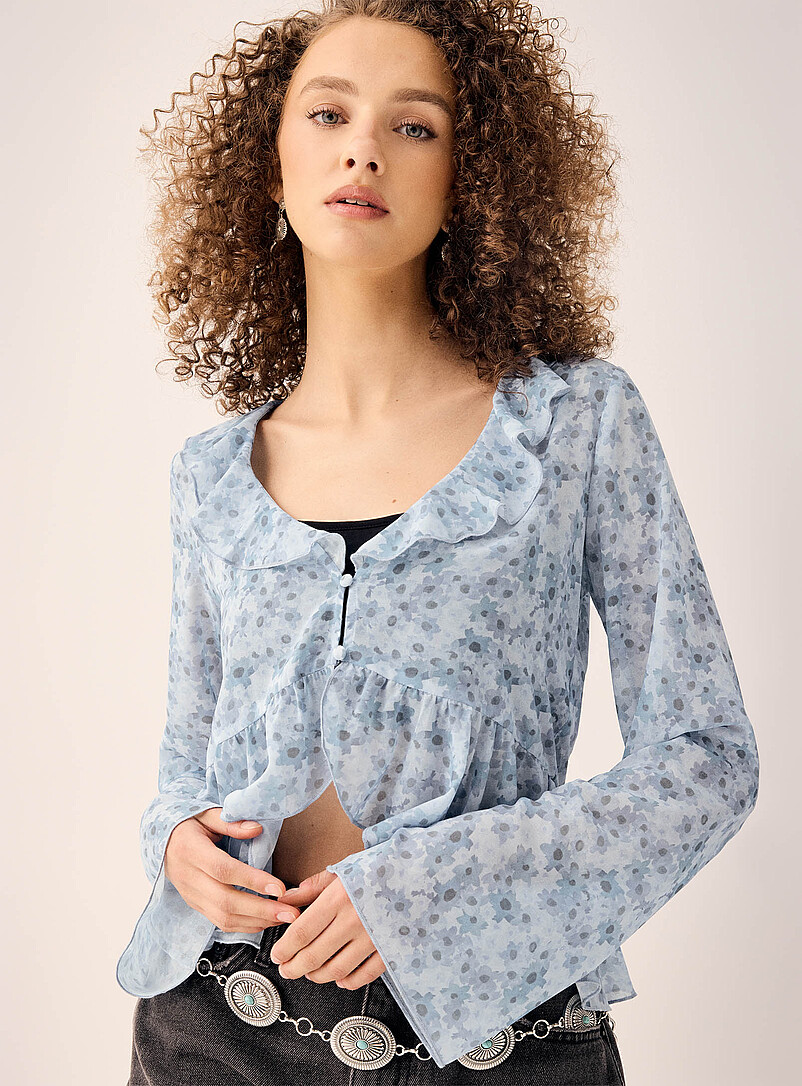 Ruffles sheer chiffon blouse | Twik | | Simons
