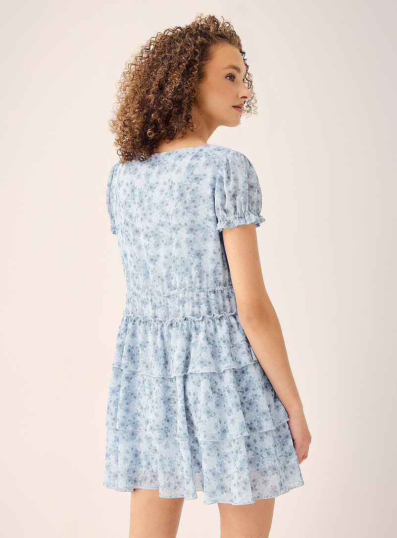 Twik Baby Blue Charm cord tiered chiffon dress for women