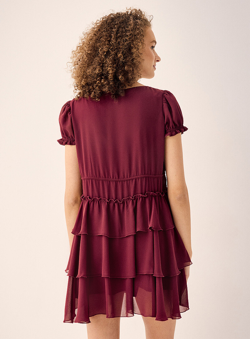 Twik Baby Blue Charm cord tiered chiffon dress for women