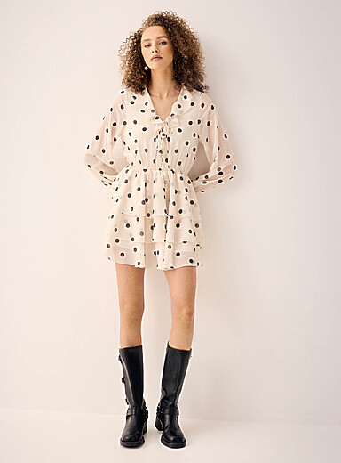 Twik: La robe chiffon boh&egrave;me Brun pour femme