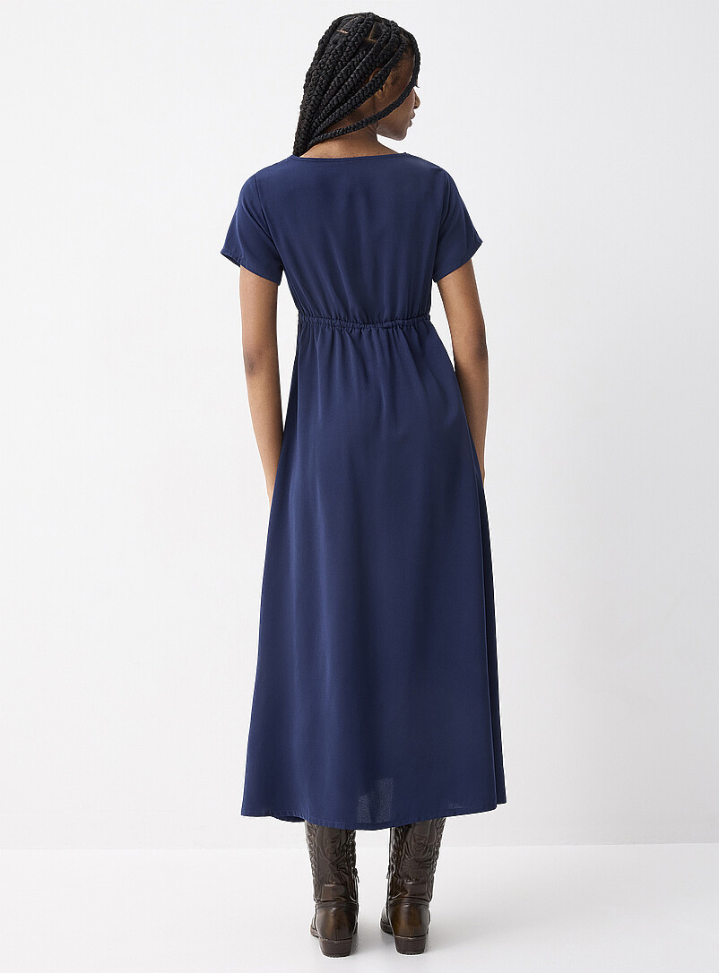 Twik Black Crossover neckline crepe maxi dress for women