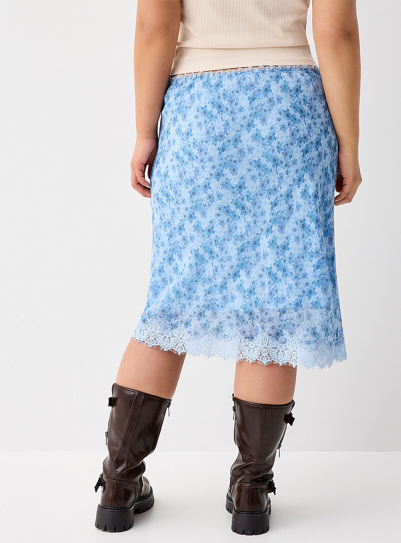Twik Patterned Blue Polka-dotted chiffon midi skirt for women