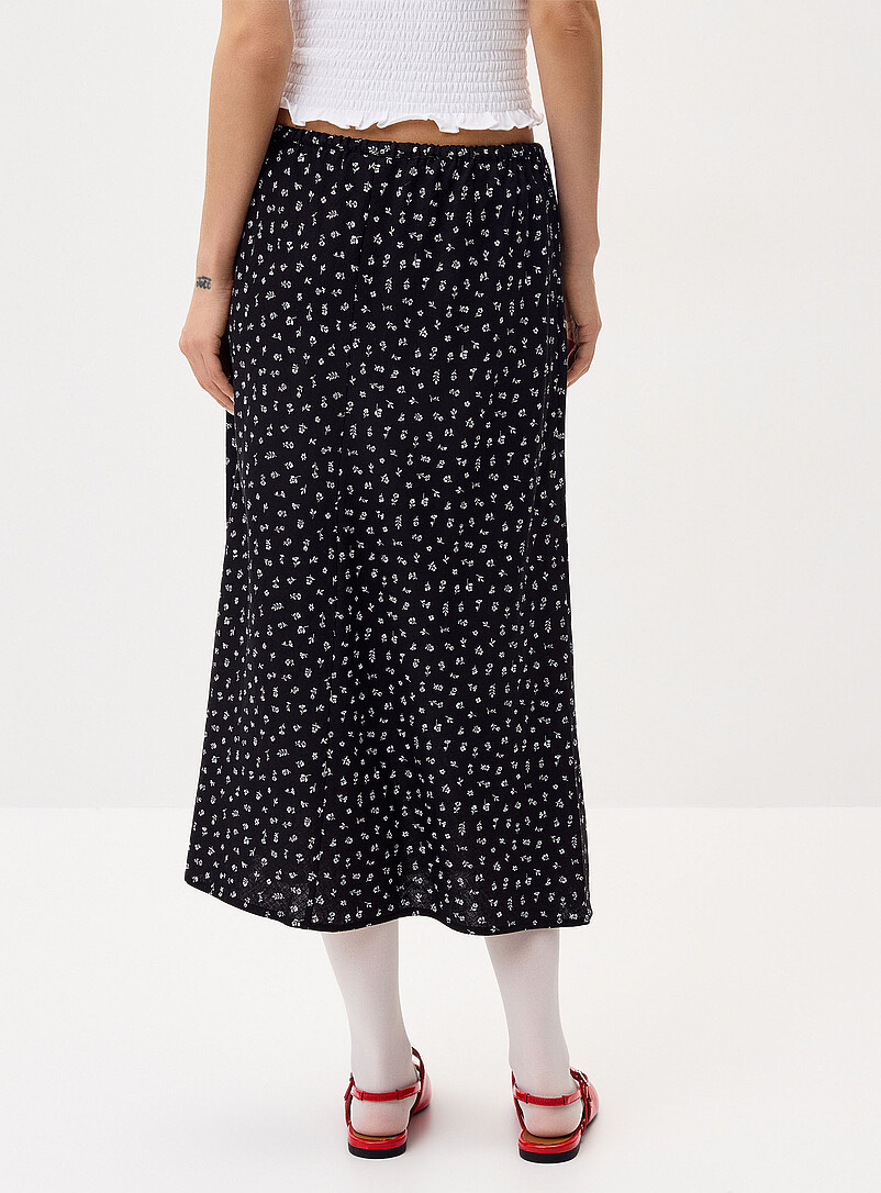 Twik Patterned White Linen blend midi skirt for women