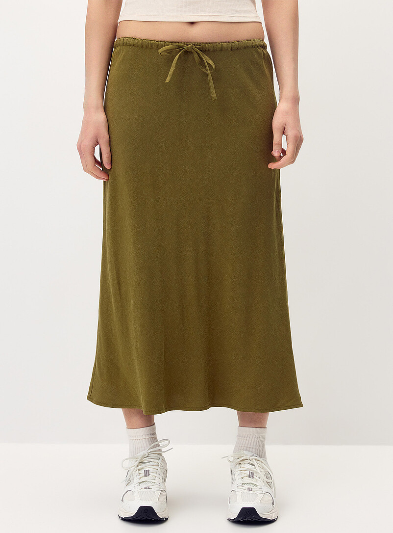 Twik Patterned White Linen blend midi skirt for women