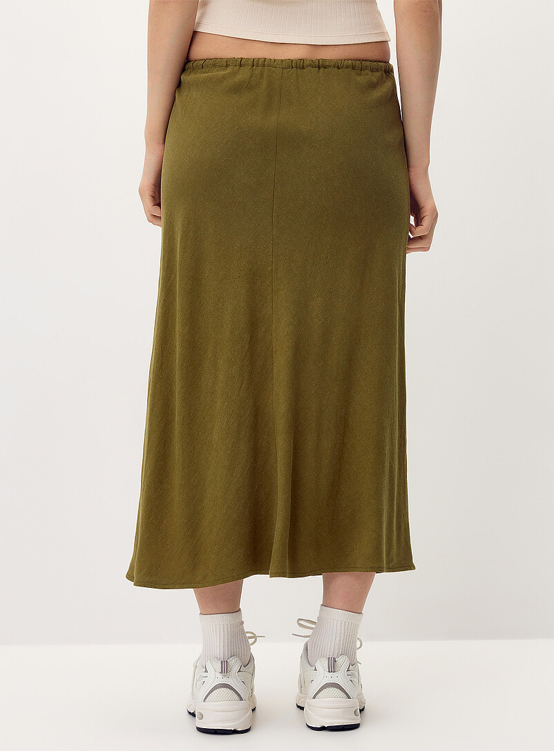 Twik Patterned White Linen blend midi skirt for women