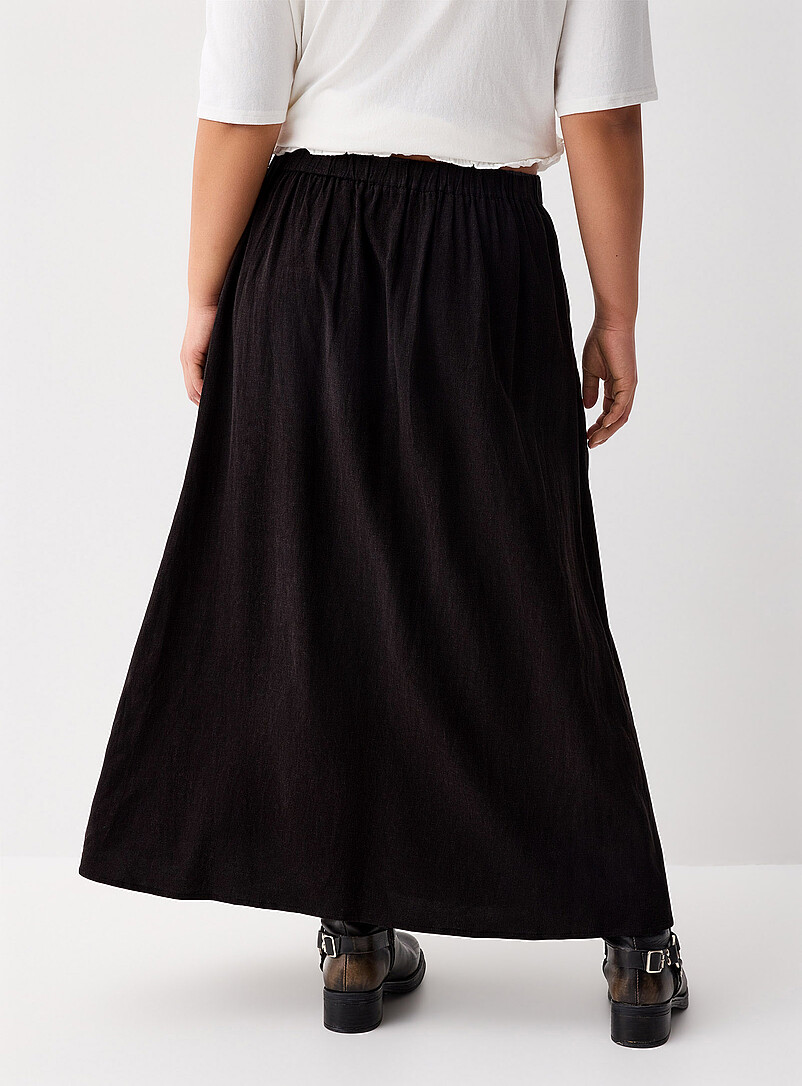 Twik Patterned Black Buttoned maxi skirt for women