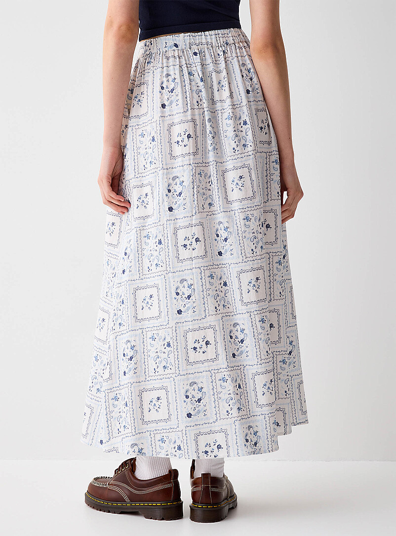 Twik: La jupe maxi boutonn&eacute;e Noir &agrave; motifs pour femme
