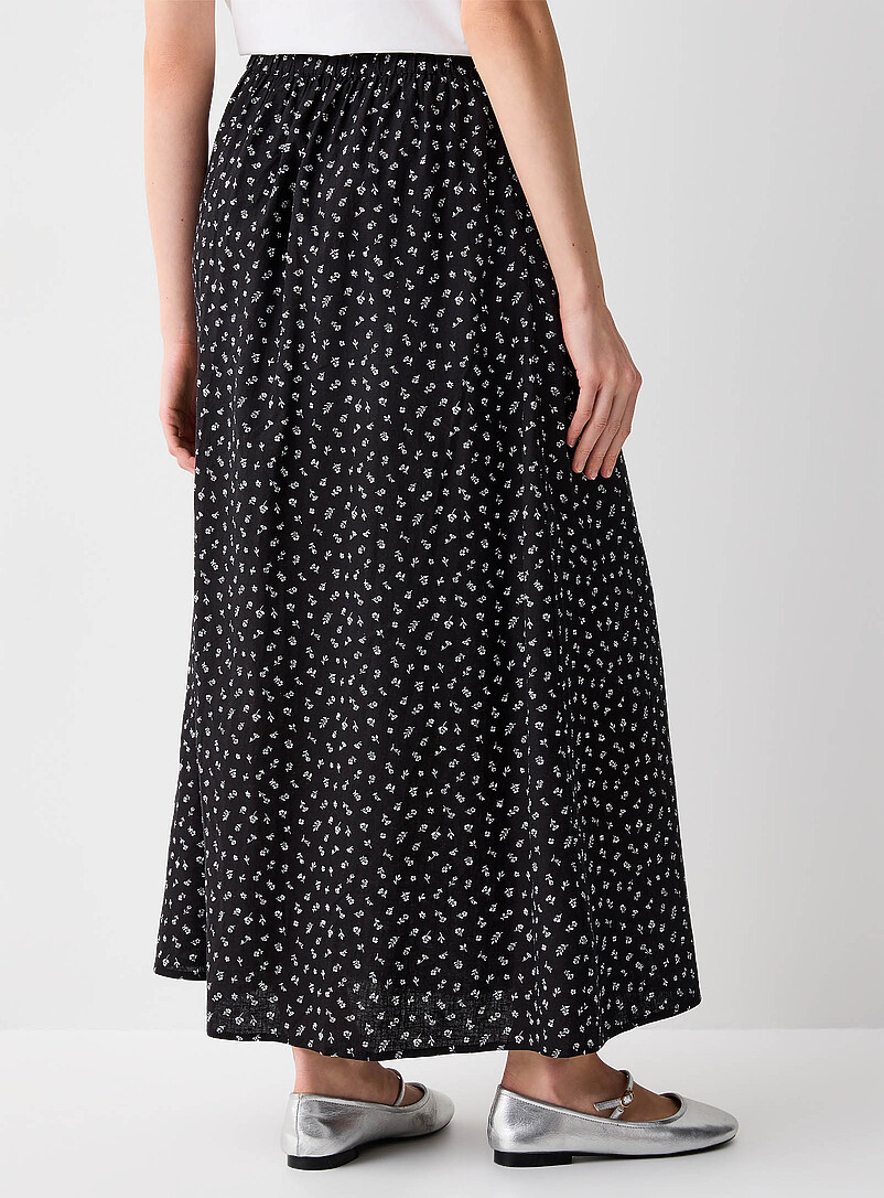 Twik: La jupe maxi boutonn&eacute;e Noir &agrave; motifs pour femme