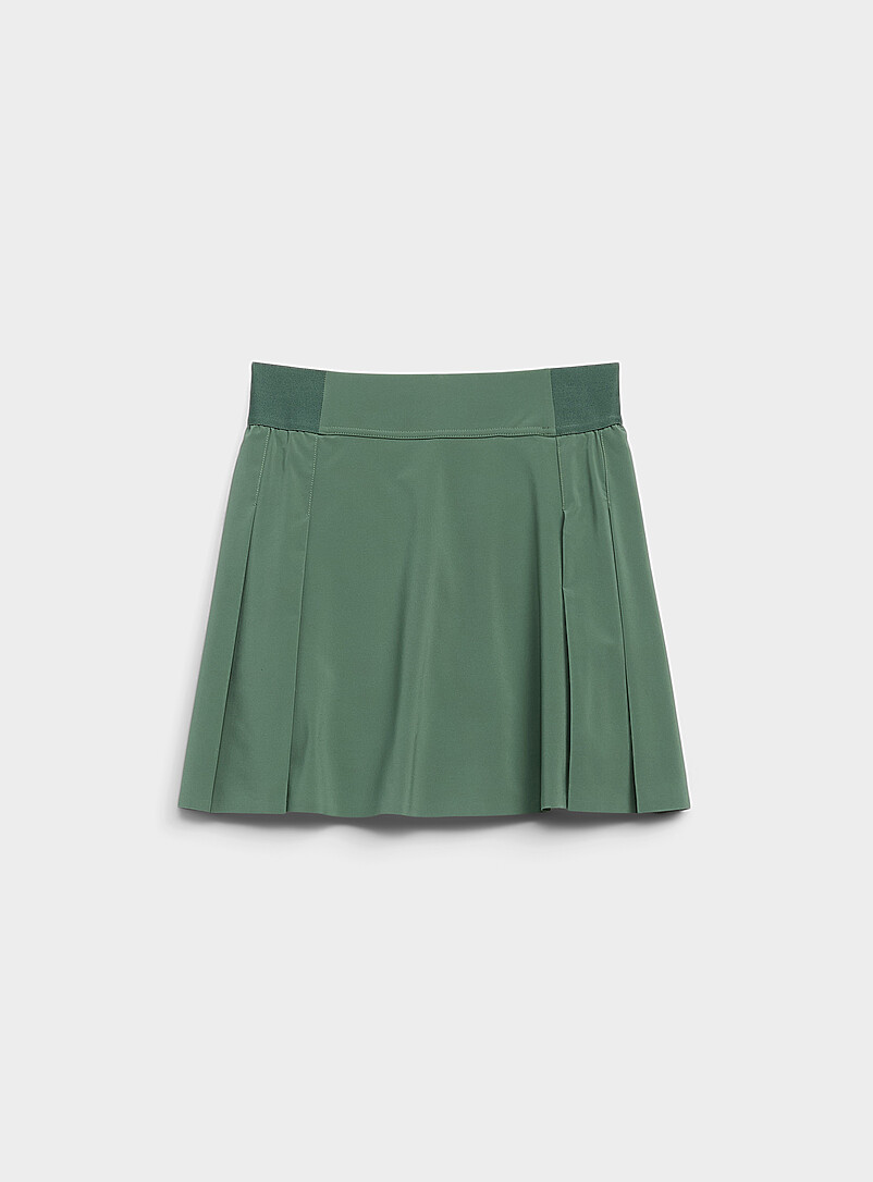 I.FIV5: La jupe-short &agrave; plis toile l&eacute;g&egrave;re extensible Cuissard int&eacute;gr&eacute; Vert bouteille - Sapin pour femme
