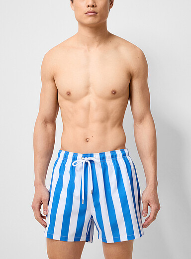 Parasol-stripe swim short