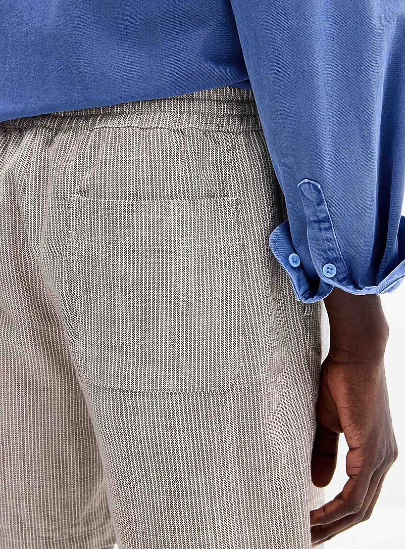 Djab: Le short twill textur&eacute; ray&eacute; Gris &agrave; motifs pour homme