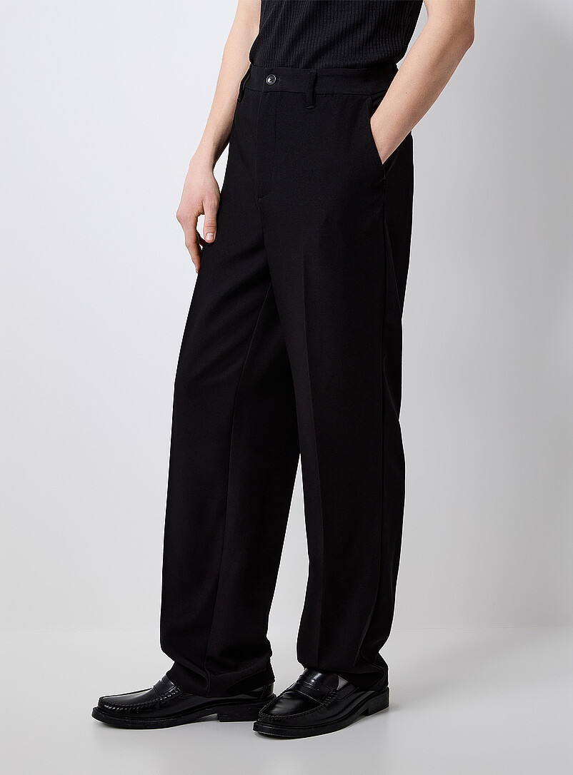 Le 31: Le pantalon souple monochrome <b>Coupe Paris - Relaxe &agrave; taille haute</b> Noir pour homme