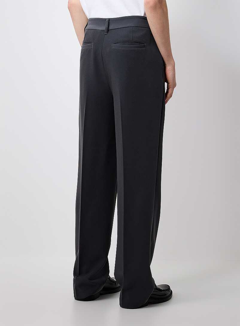 Le 31: Le pantalon souple monochrome <b>Coupe Paris - Relaxe &agrave; taille haute</b> Noir pour homme