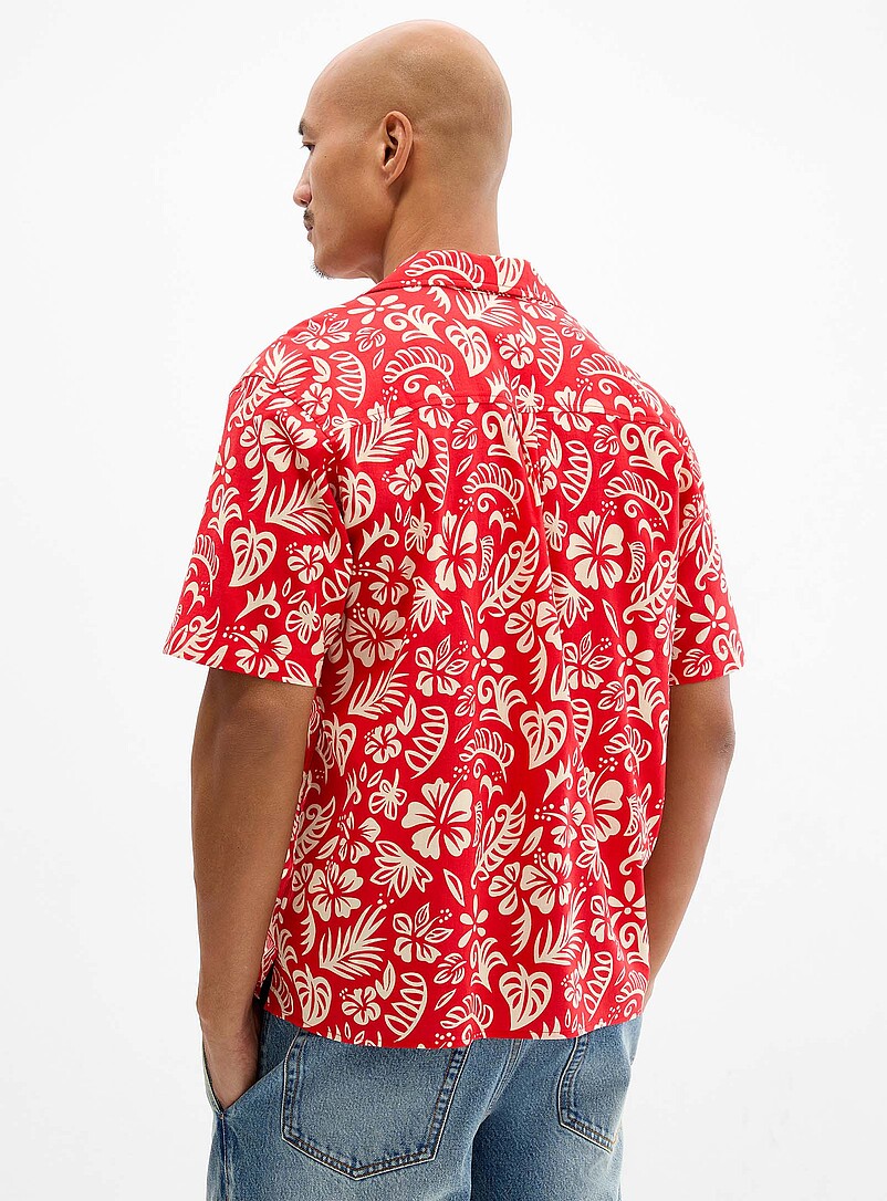 Le 31: La chemise cabana C&ocirc;te d'Azur <b>Coupe confort</b> Beige &agrave; motifs pour homme