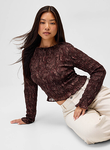 La blouse smock&eacute;e manches longues